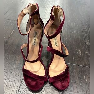 Steve Madden Deep Red Burgundy Velvet Heels